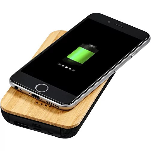 Bambusowy/materiałowy bezprzewodowy powerbank Future 6000 mAh, Obraz 1