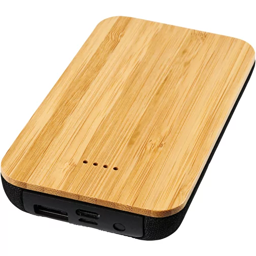 Bambusowy/materiałowy bezprzewodowy powerbank Future 6000 mAh, Obraz 8