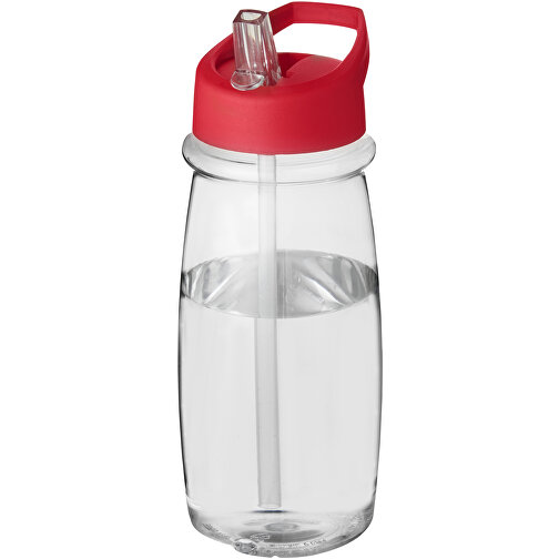 H2O Active® Pulse 600 Ml Sportflasche Mit Ausgussdeckel , transparent / rot, PET Kunststoff, 72% PP Kunststoff, 17% SAN Kunststoff, 11% PE Kunststoff, 19,90cm (Höhe), Bild 1