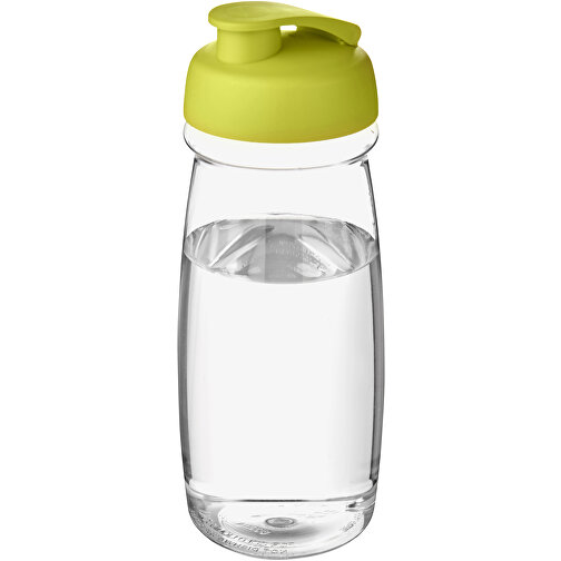 H2O Active® Pulse 600 Ml Sportflasche Mit Klappdeckel , transparent / limone, PET Kunststoff, PP Kunststoff, 20,30cm (Höhe), Bild 1