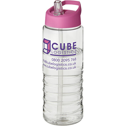 H2O Active® Treble 750 Ml Sportflasche Mit Ausgussdeckel , transparent / rosa, PET Kunststoff, 72% PP Kunststoff, 17% SAN Kunststoff, 11% PE Kunststoff, 22,80cm (Höhe), Bild 2