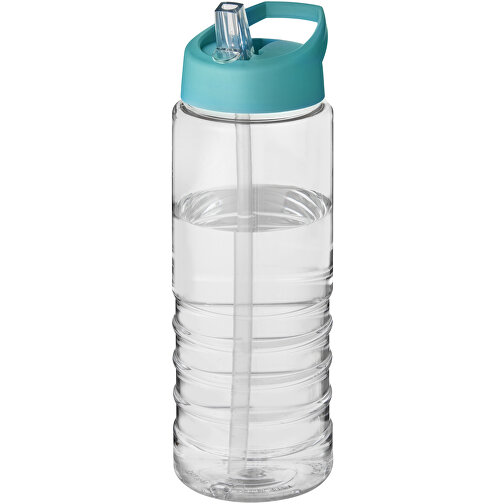 H2O Active® Treble 750 Ml Sportflasche Mit Ausgussdeckel , transparent / aquablau, PET Kunststoff, 72% PP Kunststoff, 17% SAN Kunststoff, 11% PE Kunststoff, 22,80cm (Höhe), Bild 1