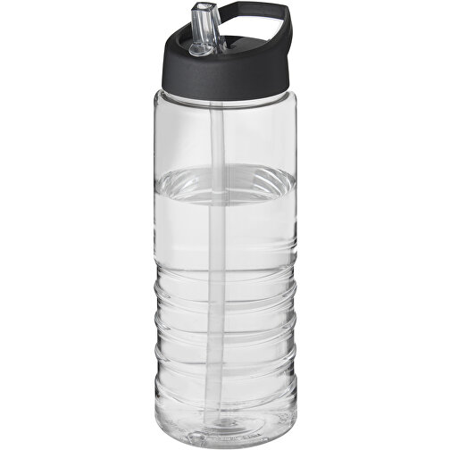 H2O Active® Treble 750 Ml Sportflasche Mit Ausgussdeckel , transparent / schwarz, PET Kunststoff, 72% PP Kunststoff, 17% SAN Kunststoff, 11% PE Kunststoff, 22,80cm (Höhe), Bild 1