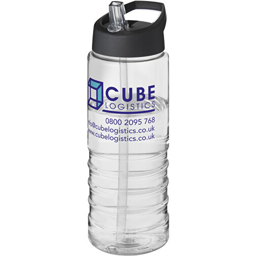 H2O Active® Treble 750 Ml Sportflasche Mit Ausgussdeckel , transparent / schwarz, PET Kunststoff, 72% PP Kunststoff, 17% SAN Kunststoff, 11% PE Kunststoff, 22,80cm (Höhe), Bild 2