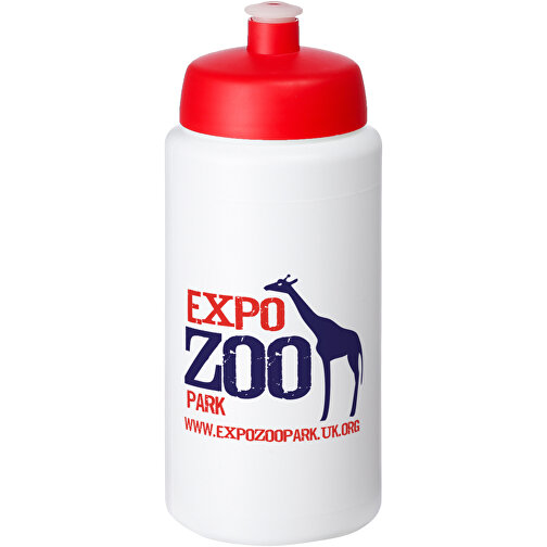 Baseline® Plus Grip 500 Ml Sportflasche Mit Sportdeckel , weiß / rot, HDPE Kunststoff, PP Kunststoff, 18,50cm (Höhe), Bild 2