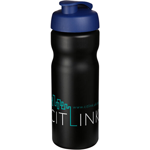 Baseline® Plus 650 Ml Sportflasche Mit Klappdeckel , schwarz / blau, HDPE Kunststoff, PP Kunststoff, 22,30cm (Höhe), Bild 2