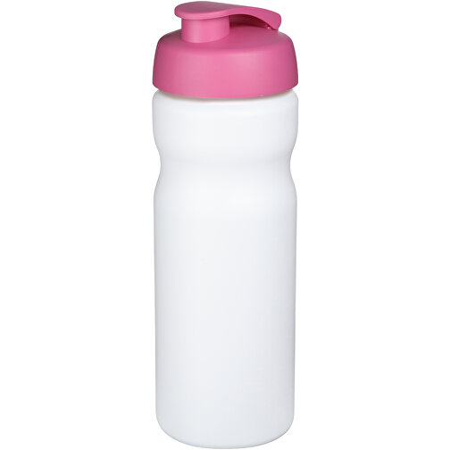 Baseline® Plus 650 Ml Sportflasche Mit Klappdeckel , weiß / rosa, HDPE Kunststoff, PP Kunststoff, 22,30cm (Höhe), Bild 1