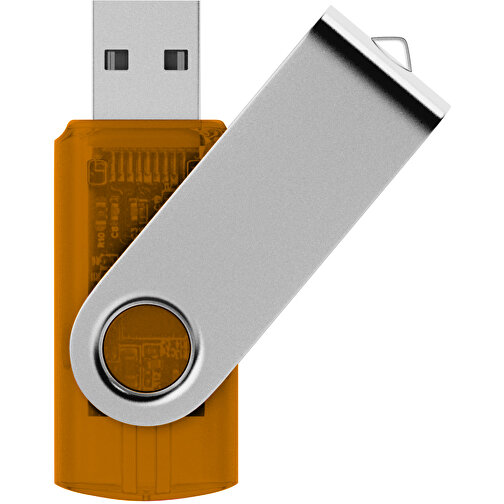 Rotate Transculent USB-Stick , orange MB , 16 GB , Kunststoff, Aluminium MB , 5,80cm x 1,90cm x 1,00cm (Länge x Höhe x Breite), Bild 1