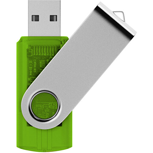 Rotate Transculent USB-Stick , grün MB , 32 GB , Kunststoff, Aluminium MB , 5,80cm x 1,90cm x 1,00cm (Länge x Höhe x Breite), Bild 1