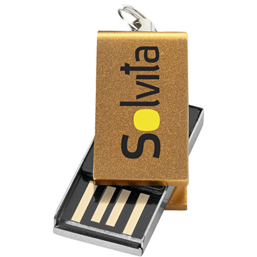 Mini Rotate USB-Stick , gold MB , 16 GB , Aluminium MB , 3,30cm x 1,60cm x 0,60cm (Länge x Höhe x Breite), Bild 2