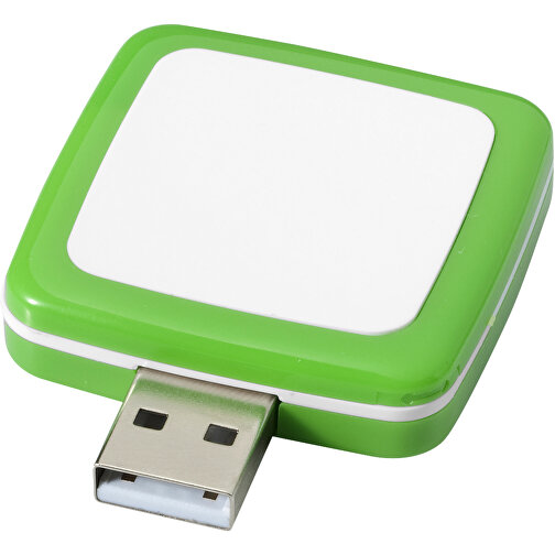 Rotating Square USB-Stick , grün MB , 1 GB , Kunststoff MB , 4,40cm x 4,00cm x 1,00cm (Länge x Höhe x Breite), Bild 1