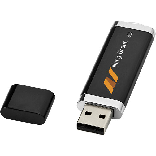 Flat USB-Stick , schwarz MB , 1 GB , Kunststoff MB , 7,40cm x 2,10cm x 0,70cm (Länge x Höhe x Breite), Bild 2