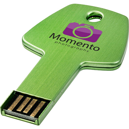 USB-Stick Schlüssel , grün MB , 16 GB , Aluminium MB , 5,70cm x 3,20cm x 0,30cm (Länge x Höhe x Breite), Bild 2