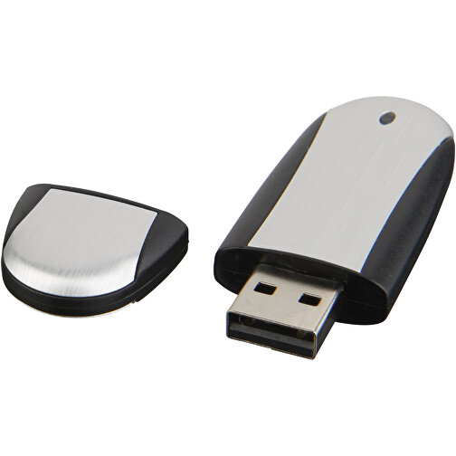 Memo USB-Stick , schwarz / silber MB , 8 GB , Kunststoff, Aluminium MB , 6,00cm x 2,40cm x 1,20cm (Länge x Höhe x Breite), Bild 1