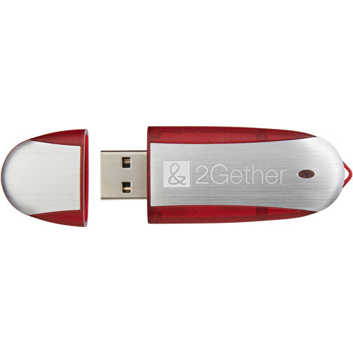 Memo USB-Stick , rot / silber MB , 32 GB , Kunststoff, Aluminium MB , 6,00cm x 2,40cm x 1,20cm (Länge x Höhe x Breite), Bild 2