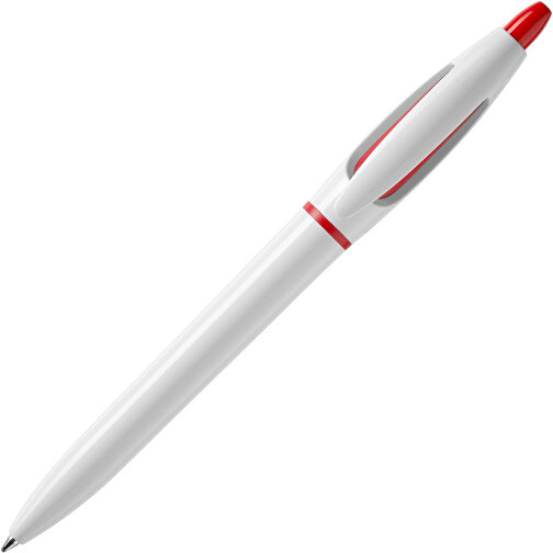 Kugelschreiber S! Hardcolour , weiß / rot, ABS, 13,50cm (Länge), Bild 2