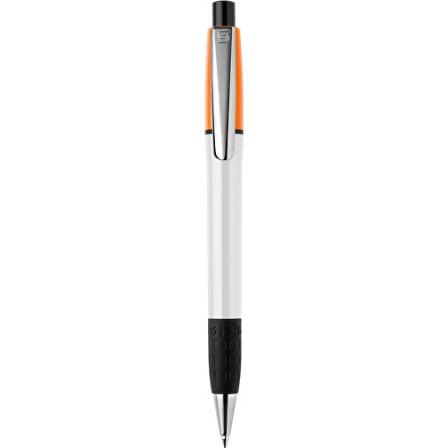 Kugelschreiber Semyr Grip Colour Hardcolour , weiss / orange, ABS & Metall, 13,70cm (Länge), Bild 1