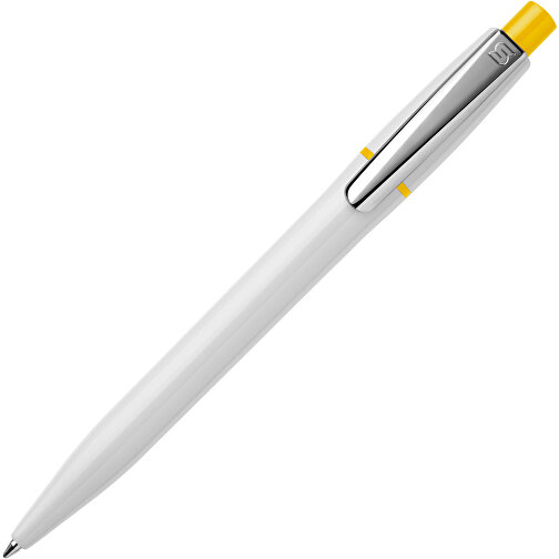 Kugelschreiber Semyr Hardcolour , weiß / gelb, ABS & Metall, 13,70cm (Länge), Bild 2