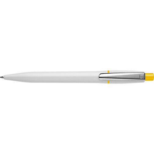 Kugelschreiber Semyr Hardcolour , weiß / gelb, ABS & Metall, 13,70cm (Länge), Bild 3