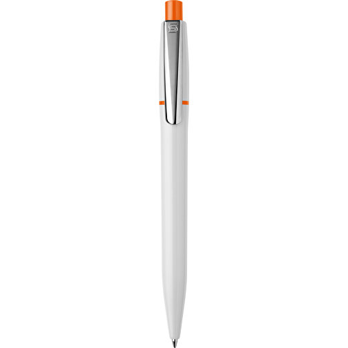 Kugelschreiber Semyr Hardcolour , weiss / orange, ABS & Metall, 13,70cm (Länge), Bild 1