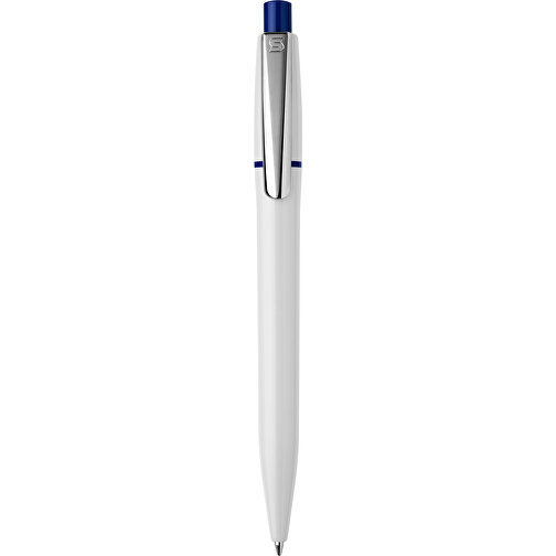 Kugelschreiber Semyr Hardcolour , weiss / dunkelblau, ABS & Metall, 13,70cm (Länge), Bild 1