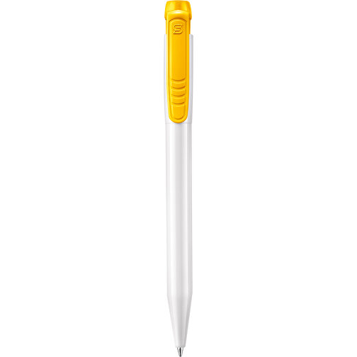 Kugelschreiber Pier Hardcolour , weiß / gelb, ABS, 13,60cm (Länge), Bild 1