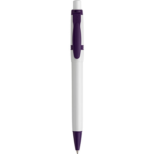 Kugelschreiber Olly Hardcolour , weiss / purple, ABS, 13,80cm (Länge), Bild 1