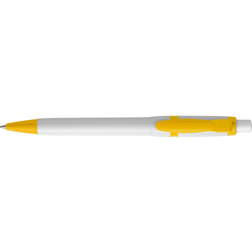 Kugelschreiber Olly Hardcolour , weiß / gelb, ABS, 13,80cm (Länge), Bild 3