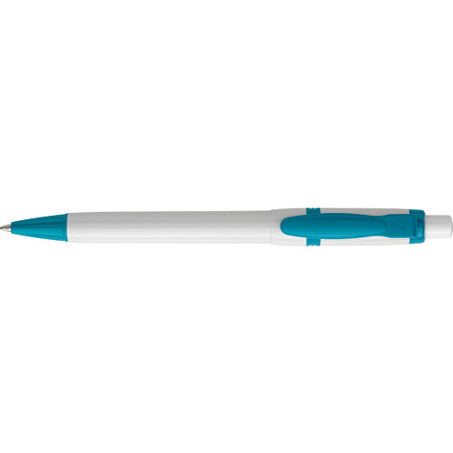 Kugelschreiber Olly Hardcolour , weiß / türkis, ABS, 13,80cm (Länge), Bild 3