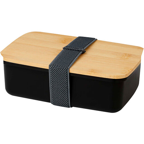 Mangi 500 Ml Lunchbox , schwarz, GRS certified recycled plastic, FSC certified bamboo, 11,20cm x 16,50cm x 5,00cm (Länge x Höhe x Breite), Bild 1