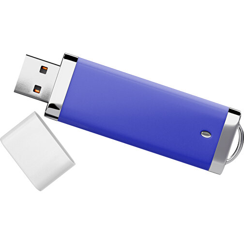 PromoPerfect USB-STICK 2.0 PLASTIK , blau / weiß MB , 65 GB , Gummiplastik, Kunststoff MB , 7,00cm x 0,70cm x 2,00cm (Länge x Höhe x Breite), Bild 1