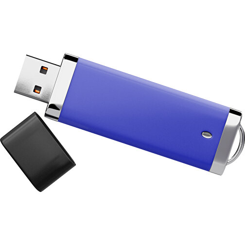 PromoPerfect USB-STICK 2.0 PLASTIK , blau / schwarz MB , 65 GB , Gummiplastik, Kunststoff MB , 7,00cm x 0,70cm x 2,00cm (Länge x Höhe x Breite), Bild 1