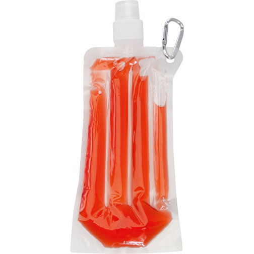 Trinkflaschen Kühler Luthor , rott transparent, PET, 12,00cm x 3,00cm x 26,50cm (Länge x Höhe x Breite), Bild 1