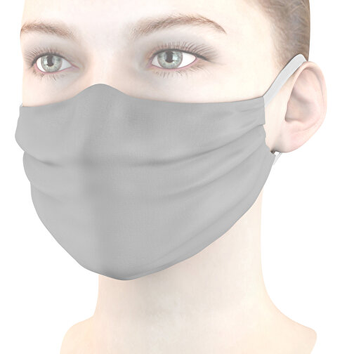 Mund-Nasen-Maske Mit Nasenbügel , hellgrau, Polyester, 11,00cm x 9,00cm (Länge x Breite), Bild 1