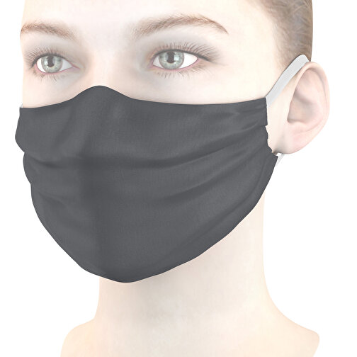 Mund-Nasen-Maske Mit Nasenbügel , dunkelgrau, Polyester, 11,00cm x 9,00cm (Länge x Breite), Bild 1