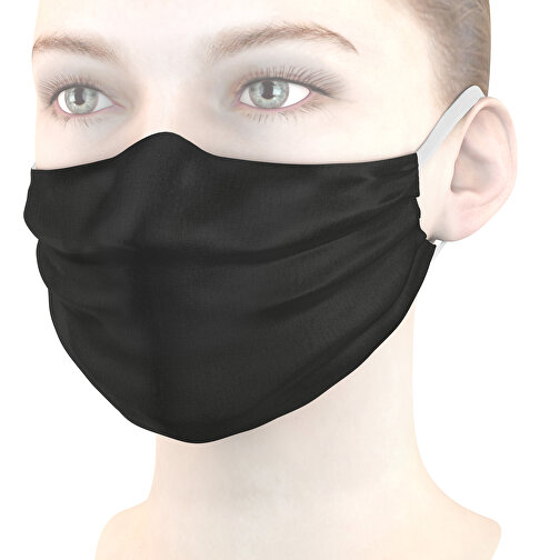 Mund-Nasen-Maske Mit Nasenbügel , schwarz, Polyester, 11,00cm x 9,00cm (Länge x Breite), Bild 1