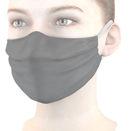 Mund-Nasen-Maske Mit Nasenbügel , grau, Polyester, 11,00cm x 9,00cm (Länge x Breite), Bild 1