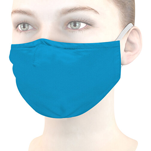 Mund-Nasen-Maske Deluxe , hellblau, Polyester, 21,00cm x 12,00cm (Länge x Breite), Bild 1