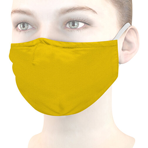 Mund-Nasen-Maske Deluxe , sonnengelb, Polyester, 21,00cm x 12,00cm (Länge x Breite), Bild 1