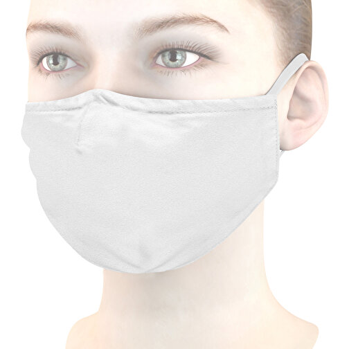 Mund-Nasen-Maske Deluxe , weiß, Polyester, 21,00cm x 12,00cm (Länge x Breite), Bild 1
