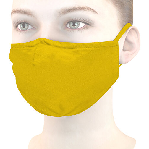 Mund-Nasen-Maske Deluxe , sonnengelb, Polyester, 21,00cm x 12,00cm (Länge x Breite), Bild 1