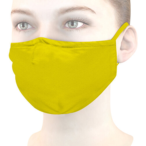 Mund-Nasen-Maske Deluxe , zitronengelb, Polyester, 21,00cm x 12,00cm (Länge x Breite), Bild 1