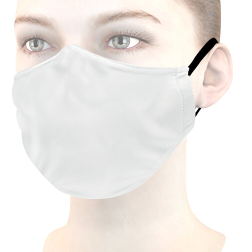 Mikrofaser-Gesichtsmaske Mit Nasenbügel , weiß, 70% Polyester, 30% Polyamid, 18,00cm x 8,00cm (Länge x Breite), Bild 1