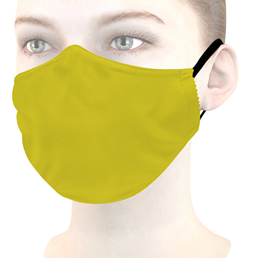 Mikrofaser-Kindermaske Mit Nasenbügel , gelbgrün, 70% Polyester, 30% Polyamid, 17,00cm x 6,00cm (Länge x Breite), Bild 1