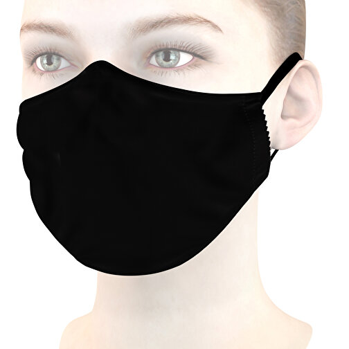 Mikrofaser-Gesichtsmaske Mit Nasenbügel , schwarz, 70% Polyester, 30% Polyamid, 18,00cm x 8,00cm (Länge x Breite), Bild 1
