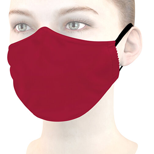 Mikrofaser-Gesichtsmaske Mit Nasenbügel , kirschrot, 70% Polyester, 30% Polyamid, 18,00cm x 8,00cm (Länge x Breite), Bild 1