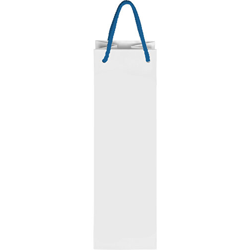 Tragetasche Classic 2, 10 X 9 X 40 Cm , blau/weiß, White Chrom Papier, 10,00cm x 40,00cm x 9,00cm (Länge x Höhe x Breite), Bild 3
