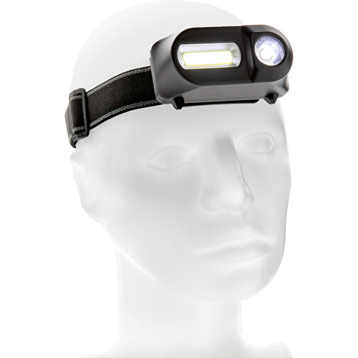 COB Und LED Stirnlampe, Schwarz , schwarz, ABS, 8,50cm x 4,30cm (Länge x Höhe), Bild 2