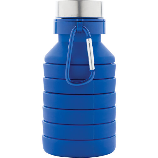 Auslaufgeschützte Faltbare Silikonflasche, Blau , blau, Silikon, 24,30cm (Höhe), Bild 3