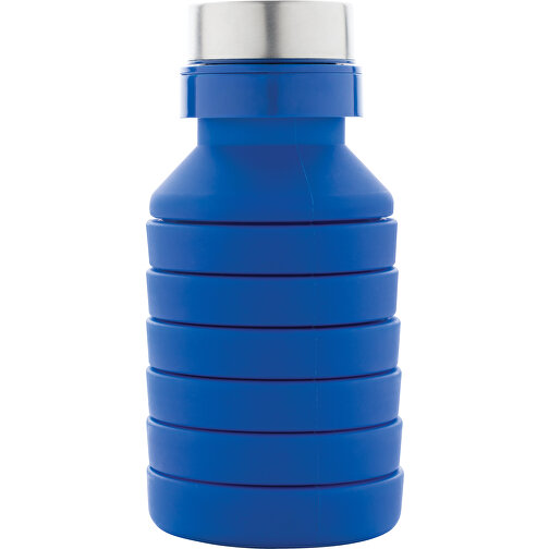 Auslaufgeschützte Faltbare Silikonflasche, Blau , blau, Silikon, 24,30cm (Höhe), Bild 4